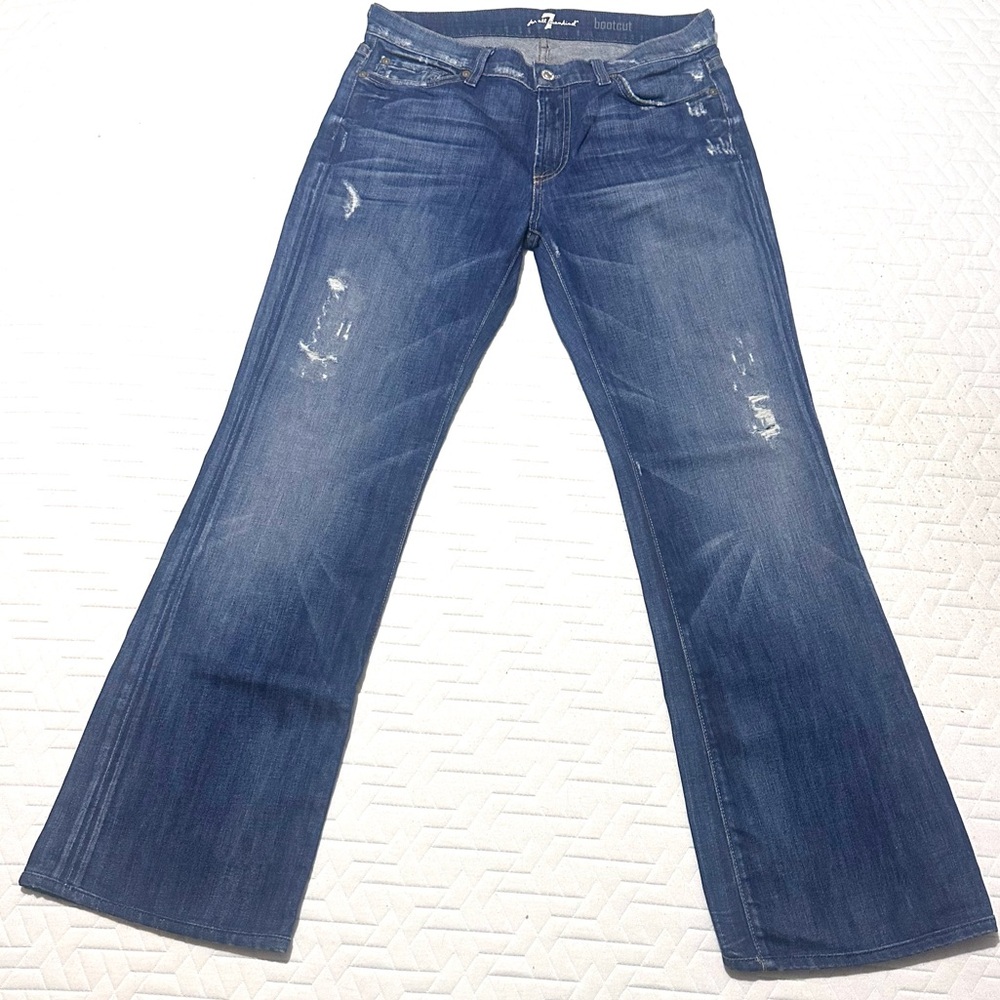 7 For All Mankind Women's Dark Blue Boot Cut Jeans